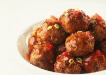 Beef and Water Chestnut Patties in Sweet and Sour Sauce
